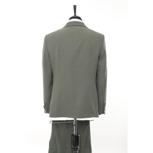 Derman Green Patterned Fabric Luxury Suit 3 Pieces - Picture 5 of 6